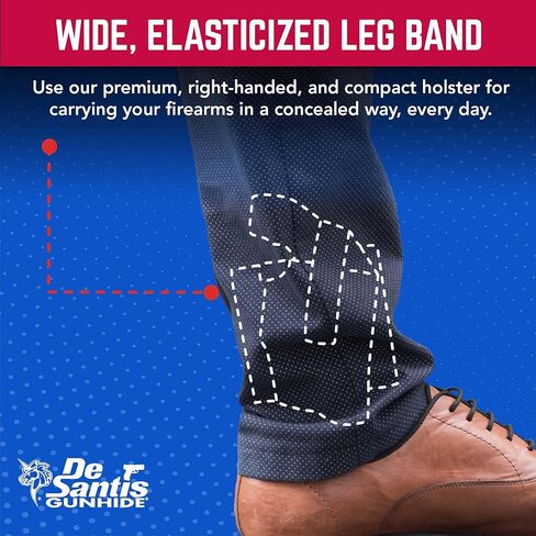 DeSantis Apache Ankle Rig - حافظة كاحل مخفية، حافظة كاحل مرنة، حافظة مسدس مخفية للمسدس، متوافقة مع معظم المسدسات الصغيرة - رسم اليد اليمنى، أسود in Kuwait