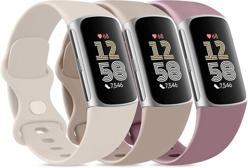 3 عبوات من الأربطة الرياضية المتوافقة مع Fitbit Charge 6 Bands للنساء والرجال، أساور معصم كلاسيكية ناعمة لـ Fitbit Charge 6/5 المتطور للياقة البدنية والصحة in Kuwait