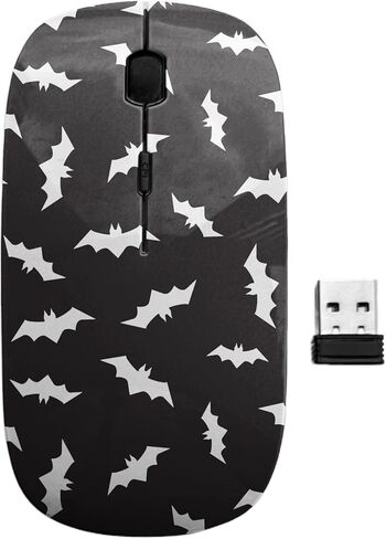 2.4GHz USB Wireless Mouse, Bats Halloween Pattern, Ergonomic Slim Computer Mice for Kids in Saudi Arabia