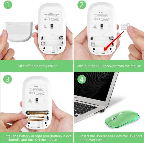 ماوس لاسلكي، ماوس لاسلكي صامت 2.4 جيجا مع جهاز استقبال USB، 3 نقطة لكل بوصة قابلة للتعديل (800/1200/1600)، فأرة كمبيوتر لاسلكية بصرية محمولة لأجهزة الكمبيوتر المحمول والكمبيوتر الشخصي والكمبيوتر المحمول والكمبيوتر المكتبي وMac (أخضر) in Saudi Arabia