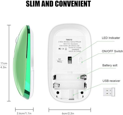 ماوس لاسلكي، ماوس لاسلكي صامت 2.4 جيجا مع جهاز استقبال USB، 3 نقطة لكل بوصة قابلة للتعديل (800/1200/1600)، فأرة كمبيوتر لاسلكية بصرية محمولة لأجهزة الكمبيوتر المحمول والكمبيوتر الشخصي والكمبيوتر المحمول والكمبيوتر المكتبي وMac (أخضر) in Saudi Arabia