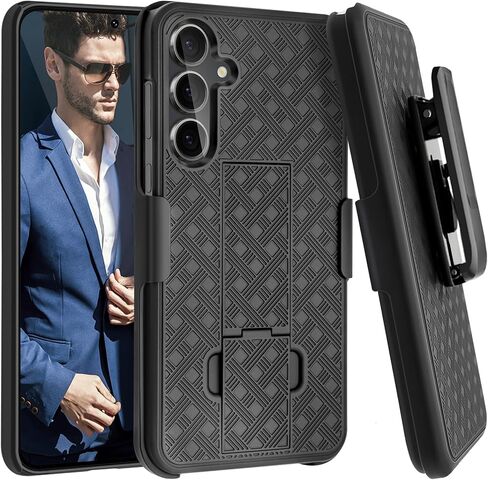Fingic for Samsung Galaxy S25 FE Case with Belt Clip Holster Case Slim Combo Shell with Kickstand Swivel Holster Rugged Shockproof Antiscratch Full Body Protective for Galaxy S25 FE 6.7“, 2025,Black in Saudi Arabia