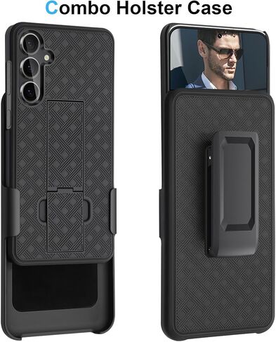 Fingic for Samsung Galaxy S25 FE Case with Belt Clip Holster Case Slim Combo Shell with Kickstand Swivel Holster Rugged Shockproof Antiscratch Full Body Protective for Galaxy S25 FE 6.7“, 2025,Black in Saudi Arabia