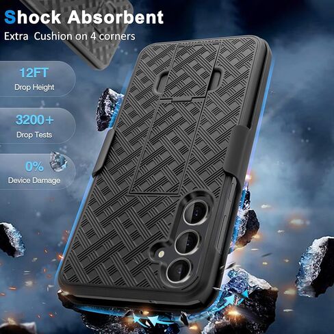 Fingic for Samsung Galaxy S25 FE Case with Belt Clip Holster Case Slim Combo Shell with Kickstand Swivel Holster Rugged Shockproof Antiscratch Full Body Protective for Galaxy S25 FE 6.7“, 2025,Black in Saudi Arabia