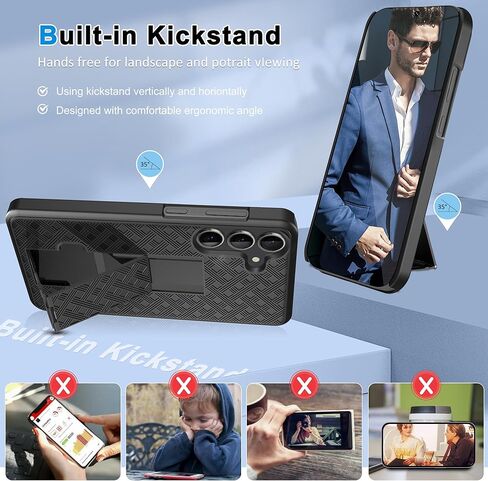 Fingic for Samsung Galaxy S25 FE Case with Belt Clip Holster Case Slim Combo Shell with Kickstand Swivel Holster Rugged Shockproof Antiscratch Full Body Protective for Galaxy S25 FE 6.7“, 2025,Black in Saudi Arabia
