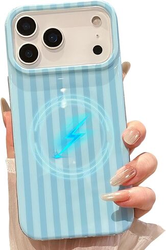 حافظة Jmltech لهاتف iPhone 17 Pro Max، حافظات هاتف مخططة، لطيفة للنساء، عصرية ومضادة للصدمات، غطاء واقٍ ناعم من مادة TPU والكمبيوتر الصلب باللون الأزرق الداكن in Kuwait
