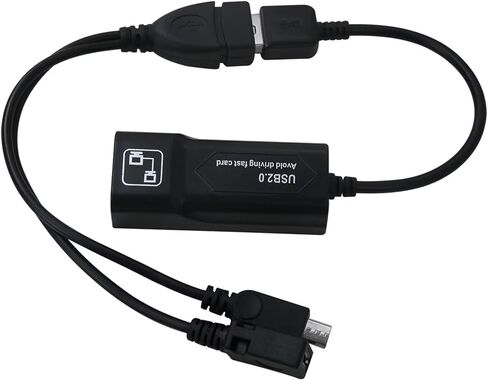 موصل إيثرنت LAN احترافي، محول إيثرنت USB 2.0 مع مقسم كابل USB OTG Y لتلفزيون Fire Stick الجيل 3/2nd ولناقل الحركة عالي السرعة 4K Firesticks (أسود) in Saudi Arabia