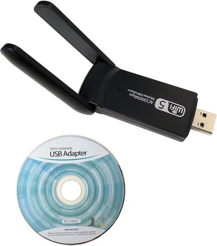 محول واي فاي USB لاسلكي، 1200 ميجابت في الثانية هوائيات 5Dbi مزدوجة 5 جيجا هرتز/2.4 جيجا هرتز محول واي فاي للكمبيوتر المكتبي والكمبيوتر المحمول ويندوز XP/Vista/Linux/Win7/Win8/Win8.1/Win10/Win11 in Saudi Arabia