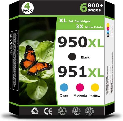 950XL 951XL Ink Cartridges Compatible for HP 951 XL for HP 950 xl Printer Ink 950 951 ink combo pack Work with OfficeJet Pro 8100 8600 8610 8615 8620 8625 8630 8660 251dw 271dw 276dw Printer(4 Pack) in Kuwait