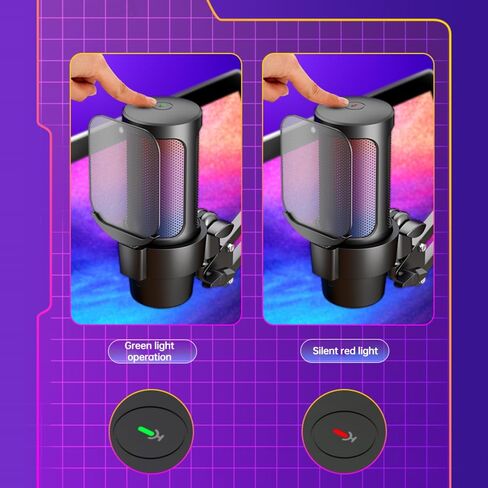 ميكروفون ألعاب plplaaoo USB مع إضاءة RGB لاقط قلبي سريع كتم الصوت ومقبض ذراع ذراع لألعاب الكمبيوتر والبث المباشر والتسجيل والتشغيل المتوافق مع iOS Android (وردي) in Saudi Arabia