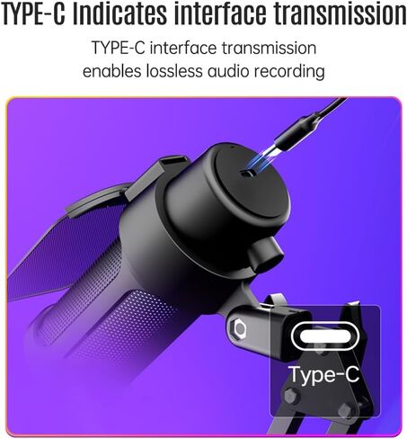 ميكروفون ألعاب plplaaoo USB مع إضاءة RGB لاقط قلبي سريع كتم الصوت ومقبض ذراع ذراع لألعاب الكمبيوتر والبث المباشر والتسجيل والتشغيل المتوافق مع iOS Android (وردي) in Saudi Arabia