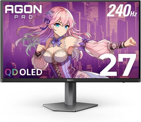 شاشة ألعاب AOC Agon PRO AG276QZD2 مقاس 27 بوصة OLED 2560x1440، 240 هرتز 0.03 مللي ثانية، G-SYNC، متوافقة مع PS5، لامعة، أسود (متجدد) in Kuwait