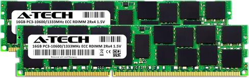 ذاكرة الوصول العشوائي A-Tech سعة 32 جيجابايت (2 × 16 جيجابايت) لـ Dell PowerEdge R410 وR415 وR510 وR515 وR610 وR710 وR715 وR810 وR815 وR910 | مجموعة ترقية ذاكرة خادم DIMM المسجلة DDR3 1333 ميجا هرتز ECC-RDIMM PC3-10600 2Rx4 1.5V ECC in Kuwait