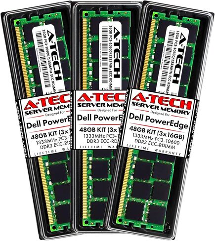 ذاكرة الوصول العشوائي A-Tech سعة 32 جيجابايت (2 × 16 جيجابايت) لـ Dell PowerEdge R410 وR415 وR510 وR515 وR610 وR710 وR715 وR810 وR815 وR910 | مجموعة ترقية ذاكرة خادم DIMM المسجلة DDR3 1333 ميجا هرتز ECC-RDIMM PC3-10600 2Rx4 1.5V ECC in Kuwait