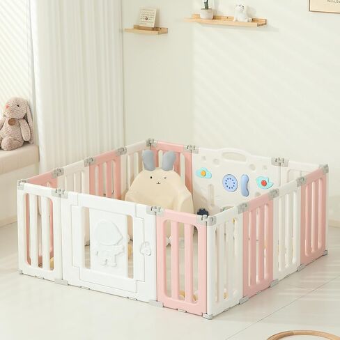 14 Panels Baby Play Pen, Extra Large Baby Playpen, Foldable Astronauts Play Pens for Babies and Toddlers, Adjustable Portable Fence Gate Playpen Yard, Colorful in Saudi Arabia