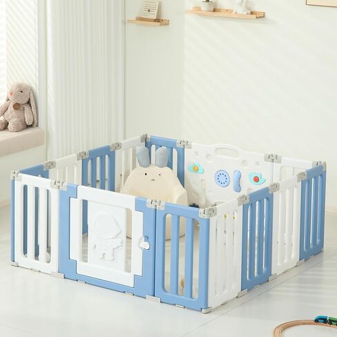 14 Panels Baby Play Pen, Extra Large Baby Playpen, Foldable Astronauts Play Pens for Babies and Toddlers, Adjustable Portable Fence Gate Playpen Yard, Colorful in Saudi Arabia