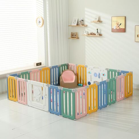 14 Panels Baby Play Pen, Extra Large Baby Playpen, Foldable Astronauts Play Pens for Babies and Toddlers, Adjustable Portable Fence Gate Playpen Yard, Colorful in Saudi Arabia