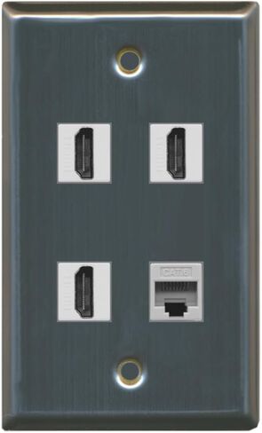 RiteAV - 3 Port HDMI 1 Port Cat6 Ethernet Wall Plate - Light Almond in Saudi Arabia