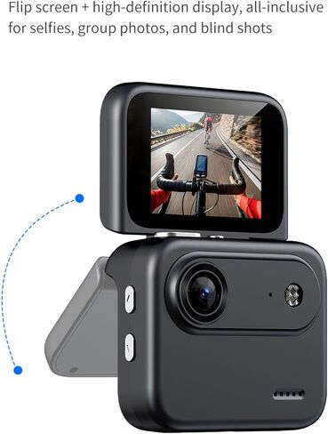 كاميرا Diyeeni Mini Action 1080P 48MP، كاميرا رياضية لمدونات الفيديو مع شاشة قلاب 2 بوصة وعدسة زاوية واسعة 143، بطارية مدمجة قابلة لإعادة الشحن، تكبير 8X، مضادة للاهتزاز (أبيض) in Saudi Arabia
