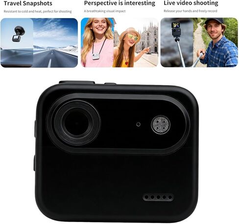 كاميرا Diyeeni Mini Action 1080P 48MP، كاميرا رياضية لمدونات الفيديو مع شاشة قلاب 2 بوصة وعدسة زاوية واسعة 143، بطارية مدمجة قابلة لإعادة الشحن، تكبير 8X، مضادة للاهتزاز (أبيض) in Saudi Arabia