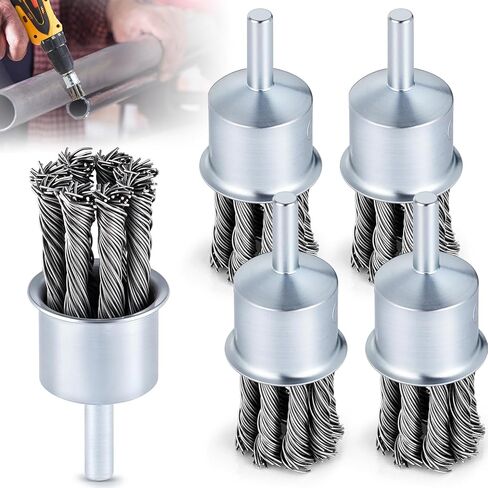 10 Pack 1-1/8 Inch Twist Knot Wire Brush for Drill- 1/4 Inch Carbon Steel Shank Die Grinder Wire Wheel Brush - 20000 RPM Max Speed- Drills Grinder Attachment for Paint Rust Removal Deburring in Saudi Arabia