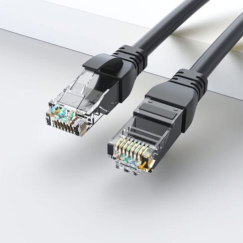 حزمة واحدة من كابل إيثرنت Cat 6 بسرعة 10 جيجابت في الثانية بطول 5 متر/ 16.5 قدم أسود، كابل تصحيح الكمبيوتر RJ45 للإنترنت LAN لجهاز التوجيه والمودم والمحول ووحدات تحكم الألعاب وأجهزة البث in Kuwait