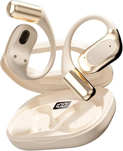 Open Ear Headphones Bluetooth Wireless Over Ear Earbuds with Ergonomic Earhook Ear Buds, Led Power Display,48h Playtime，Ipx6 Waterproof Comfortable for Workout，Cycling，Running (Skin) in Saudi Arabia