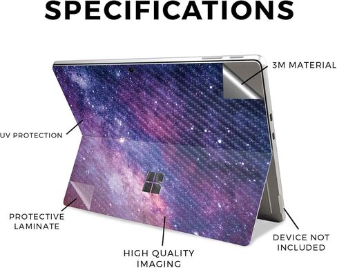غلاف الكمبيوتر اللوحي من ألياف الكربون متوافق مع Microsoft Surface Pro 11 (2024-2025) - نجوم بنفسجية - غطاء لاصق واقٍ من الفينيل 3M ممتاز - سهل الاستخدام | صُنع في الولايات المتحدة الأمريكية بواسطة MightySkins in Kuwait