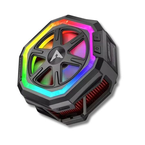مروحة تبريد خلفية مغناطيسية PIVA B21 - تحكم ذكي في درجة الحرارة، ضوء حلقة ألعاب RGB، مبرد مشعاع الهاتف للألعاب مع التحكم في التطبيق (أسود) in Kuwait