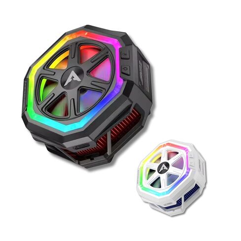 مروحة تبريد خلفية مغناطيسية PIVA B21 - تحكم ذكي في درجة الحرارة، ضوء حلقة ألعاب RGB، مبرد مشعاع الهاتف للألعاب مع التحكم في التطبيق (أسود) in Kuwait