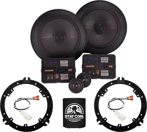 مكبرات صوت KICKER مقاس 6.5 بوصة لمجموعة ترقية Subaru WRX/WRX STI 2016-2021 - زوج من سلسلة KS مع محولات وحزام، مكون 6 1/2 مكبر صوت للباب الأمامي للسيارة KSS650، 51KSS6504 in Kuwait