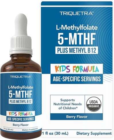 Organic Kids Methylfolate + Methyl B12 Cofactor - Organic Berry Flavor, Sublingual Form - 5-MTHF Form, Superior Form of Folate - Adjustable Dosing for All Ages - Mood, Behavior, Cognition - 1 oz. in Saudi Arabia