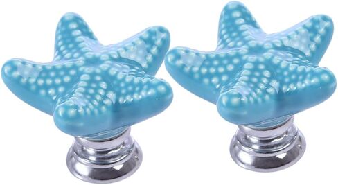 DOITOOL 4pcs Star Shaped Ceramic Knobs for Cabinets Furniture Sky- Handles Screws Creative Design for Home Kitchen Bathroom Decor in Saudi Arabia