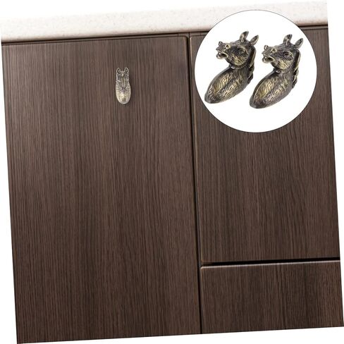 Veemoon 2pcs Vintage Horse Handle Drawer Knobs Antique Animal Shape Pulls for Wardrobe Cabinet and Furniture Decor and Smooth Finish for Use in Saudi Arabia
