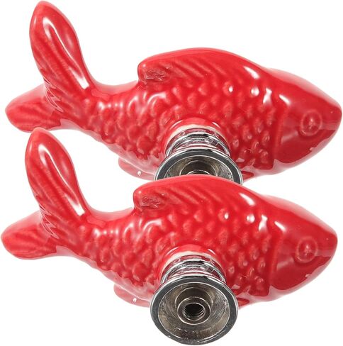Veemoon 2pcs Ceramic Cartoon Fish Cabinet Knobs Drawer Pulls for Decor Easy to Install and Stylish Dresser Handles Unique Grass in Saudi Arabia