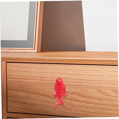 Veemoon 2pcs Ceramic Cartoon Fish Cabinet Knobs Drawer Pulls for Decor Easy to Install and Stylish Dresser Handles Unique Grass in Saudi Arabia