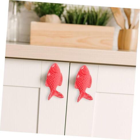 Veemoon 2pcs Ceramic Cartoon Fish Cabinet Knobs Drawer Pulls for Decor Easy to Install and Stylish Dresser Handles Unique Grass in Saudi Arabia