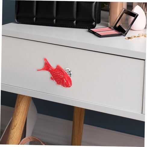 Veemoon 2pcs Ceramic Cartoon Fish Cabinet Knobs Drawer Pulls for Decor Easy to Install and Stylish Dresser Handles Unique Grass in Saudi Arabia