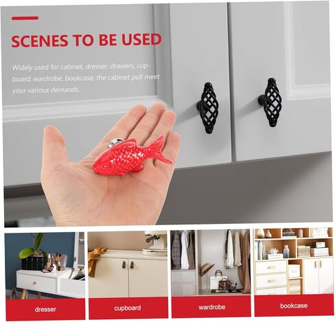 Veemoon 2pcs Ceramic Cartoon Fish Cabinet Knobs Drawer Pulls for Decor Easy to Install and Stylish Dresser Handles Unique Grass in Saudi Arabia