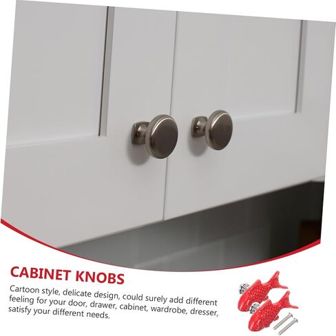 Veemoon 2pcs Ceramic Cartoon Fish Cabinet Knobs Drawer Pulls for Decor Easy to Install and Stylish Dresser Handles Unique Grass in Saudi Arabia