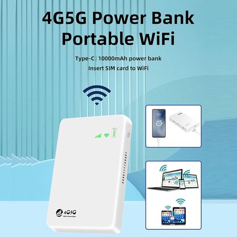 4G LTE Mobile Hotspot, 5G Unlocked Router with SIM Slot Support 10 Devices, 300Mbps 10000mAh Modem for Travel in Saudi Arabia