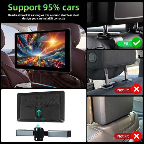 NHOPEEW Car Headrest Video Player, 9 inch IPS Screen Headrest TV Support Phone Wireless Carplay and Android Auto, Mirror Link, Video Website, Voice Control + 64G Memory Card in Saudi Arabia