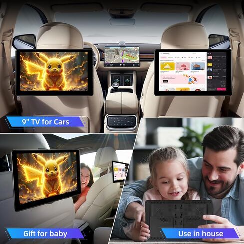 NHOPEEW Car Headrest Video Player, 9 inch IPS Screen Headrest TV Support Phone Wireless Carplay and Android Auto, Mirror Link, Video Website, Voice Control + 64G Memory Card in Saudi Arabia