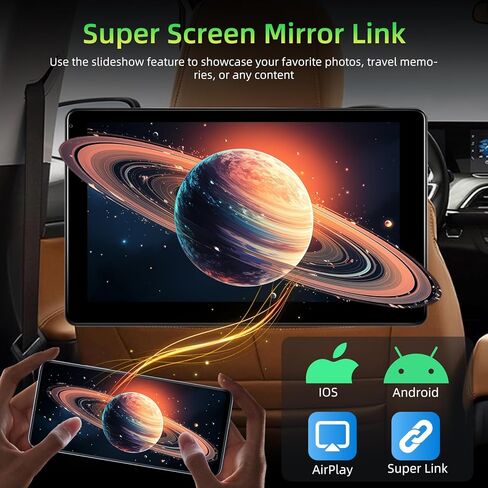 NHOPEEW Car Headrest Video Player, 9 inch IPS Screen Headrest TV Support Phone Wireless Carplay and Android Auto, Mirror Link, Video Website, Voice Control + 64G Memory Card in Saudi Arabia