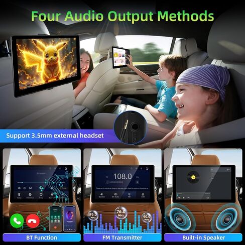 NHOPEEW Car Headrest Video Player, 9 inch IPS Screen Headrest TV Support Phone Wireless Carplay and Android Auto, Mirror Link, Video Website, Voice Control + 64G Memory Card in Saudi Arabia