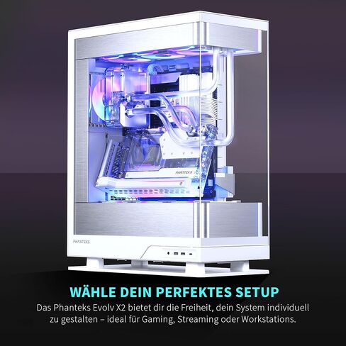 Phanteks Evolv X2 Mid-Tower, E-ATX, ATX Gaming PC Case, Vertical Airflow Design, Tempered Glass Panels, Brushed Aluminum Interior, Integrated ARGB Lighting, Silver White in Saudi Arabia