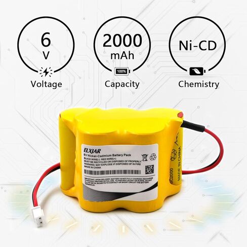 (2-Pack) 6V 2000mAh Ni-Cd Replacement Battery for Lithonia ELB 615N Emergency Light, Compatible with ELM4L Exit Sign Lighting System, CUSTOM-587, OSA535 in Saudi Arabia