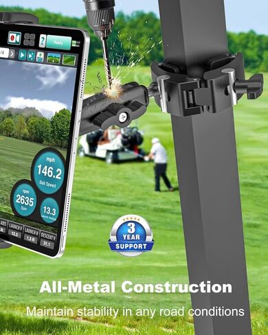 حامل تابلت عربة الجولف، حامل تابلت Caddy GPS Golf مع ذراع معدني يدور 360 درجة، حامل عربة جولف iPad، متوافق مع iPad Pro، Air، Mini، Galaxy Tabs، جهاز 4.7-12.9 بوصة in Kuwait