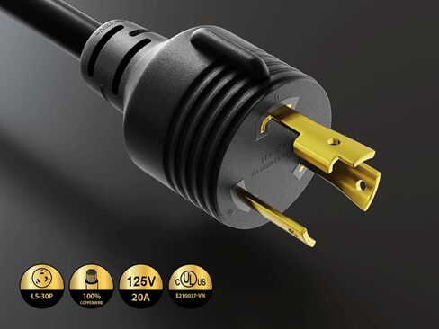 Cable Leader 15ft NEMA L5-30P to C19 Heavy Duty Power Cord 12AWG 20A/125V in Kuwait