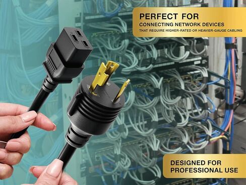 Cable Leader 15ft NEMA L5-30P to C19 Heavy Duty Power Cord 12AWG 20A/125V in Kuwait